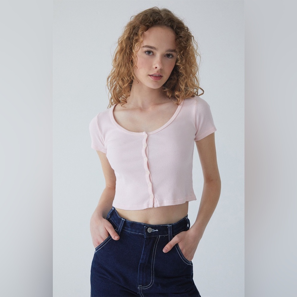 John Galt Light Pink Zelly Short Sleeve Top